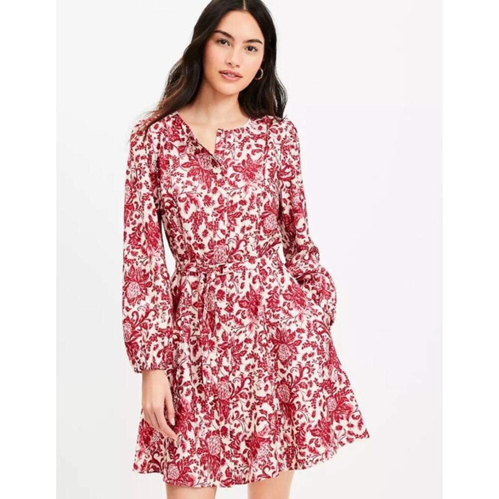 LOFT Night Bloom Belted Mini Dress NWT Size 12 Floral Pocket Dress - Picture 12 of 14